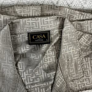 Casa Moda Couture Short Sleeve Shirt Men’s L Gold Geometric Pattern